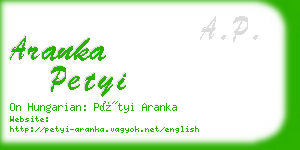 aranka petyi business card